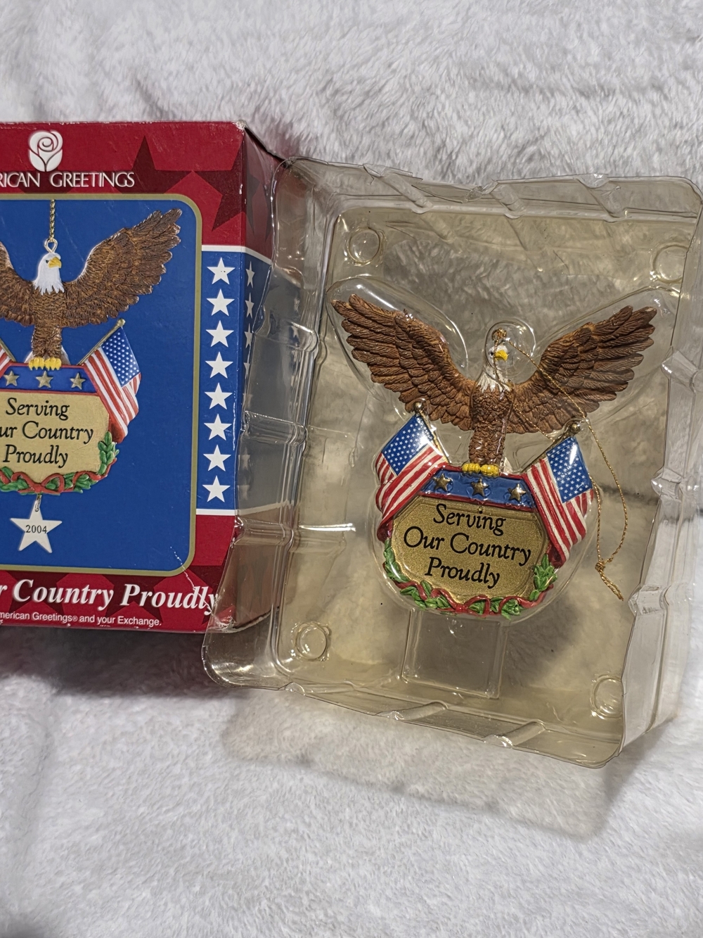 Vintage 2004 American Greetings Bald Eagle Patriotic Ornament